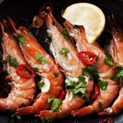 Spanish fried chilli shrimp tapas